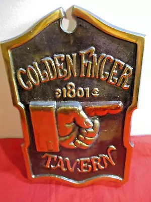 Vintage Cast Metal Golden Finger Tavern 1801 Metal Sign Man Cave Bar  9 X14  • $14.99