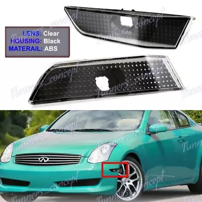 Black Housing Clear Bumper Side Marker Lights For 2003-2007 Infiniti G35 Coupe • $12.86