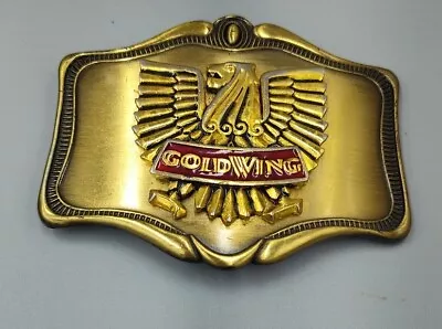 Vintage American Honda Motor Corp Goldwing Belt Buckle Gold Eagle Red Logo 1978 • $12.34