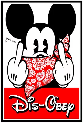 Dis-obey Sticker Funny Mickey Mouse Disobey Sticker Lucky 13 Product • $9.72