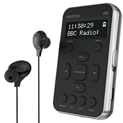 £32.95 • Buy AZATOM A2 DAB FM Portable Radio Earphones Rechargeable Personnel Pocket Silver