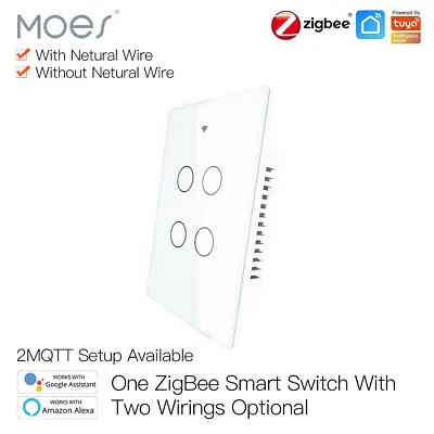 MOES ZigBee Smart Light Switch No Neutral/N+L Wire No Capacitor Alexa Google APP • $26.34