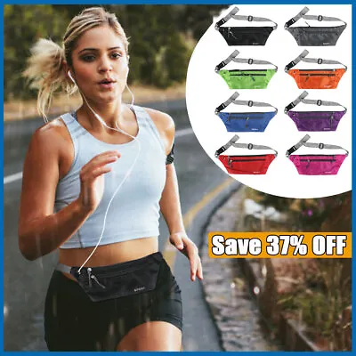 Men Women Bum Bag Fanny Pack Sports Waterproof Belt Pouch Wallet For Running Gym • £2.96