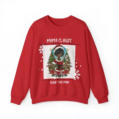 Mama Clause Runs The Show Unisex Heavy Blend™ Crewneck Ugly Christmas Sweatshirt • $26.50