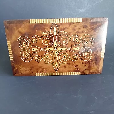 Burlwood Marquetry Jewelry Trinket Box • $39.99