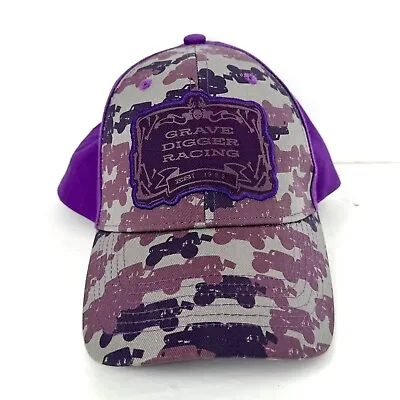 Grave Digger Ladies Camo Purple Patch Hat Monster Jam Adjustable Baseball Cap • $21