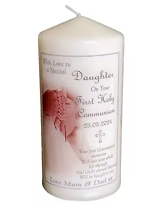 Daughter 1st Holy Communion Candle Catholic Personalised Gift • £15.99
