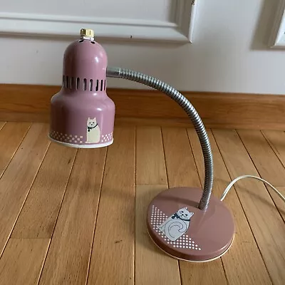 $35 • Buy Vintage Retro Mid Century Cat Kitten Gooseneck Desk Lamp Country Chic Mauve