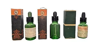 (Lot Of 3) 1930s Vtg Green Medicine Bottle W/Glass Dropper Pharmacy Argyrol 5%  • $39.99