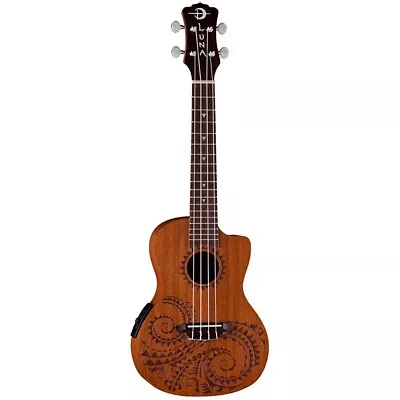 Luna Tattoo Mahogany Concert A/E Ukulele Mahogany Tattoo Laser Etching Satin • $139