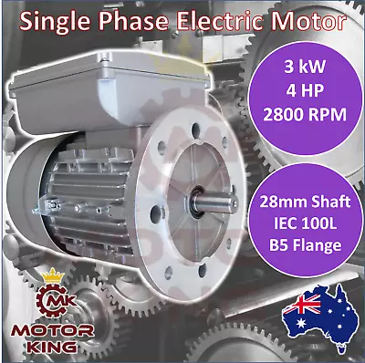 3kw 4HP Single-Phase 2800rpm Electric Motor REVERSIBLE 240v B5 Flange CSCR • $309