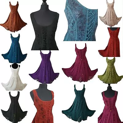 £24.99 • Buy Midi Bohemian Dress Bridesmaid Party Corset Pagan Lace Up 10 12 14 16 18 20 22