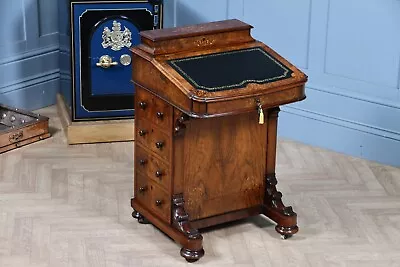 Original Antique Victorian Walnut 4 Drawer Davenport Desk Inlaid Restored C1850 • £725