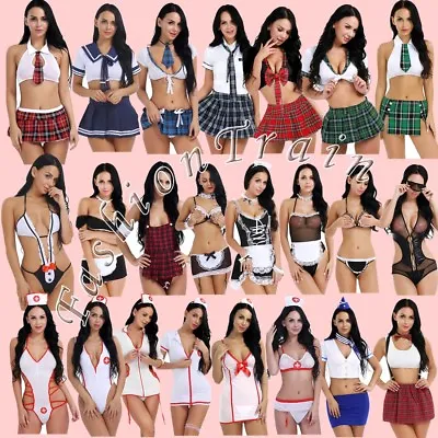 Women's Schoolgirls Cheerleader Uniform Cosplay Costume Sexy Uniform Short Dress • £9.55