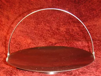 Vintage 60`s Stainless Steel Cake Plate Stand With Hinged Hoop Handle • £9.99