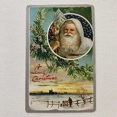 $14.95 • Buy Antique Vintage Embossed Tuck’s Christmas 136 Postcard White Robe Santa Sunset