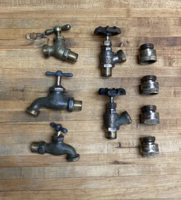 $24.95 • Buy Vintage Brass Faucets Spigots ~ Shut Off Valves Vacuum Breaker Valves