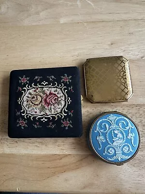 Vintage Evans Compact Cigarette Case Petite Embroidery Lot • $10