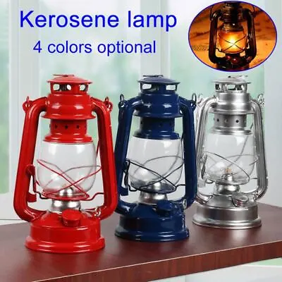 Retro Kerosene Lamp Portable Outdoor Camping Night Light Iron Lantern Lighting • $7.99