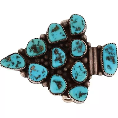 Sterling Silver Turquoise Navajo Native American Archery Arrow Head Belt Buckle • $435