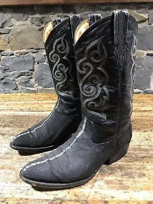 Exotic Stingray Mens Black CAZADOR®️Western Vintage Cowboy Boots USA Size 12.5 • $899.95