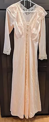 Vintage Gilead Nightgown & Robe Peignoir Set Peach Satin Lace - M • $49.99