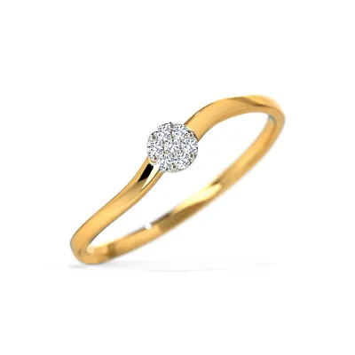 Micro Pave Set Clear Moissanite With Solid 10K Yellow Gold Wave Shape Fine Band • $249