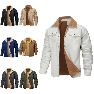 £22.99 • Buy Mens Fleece Cotton Lined Thick Coat Winter Warm Button Bodywarm Jacket Outwear