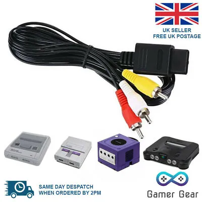 £2.99 • Buy RCA AV TV Video Audio Cable Lead For SNES N64 Gamecube Console