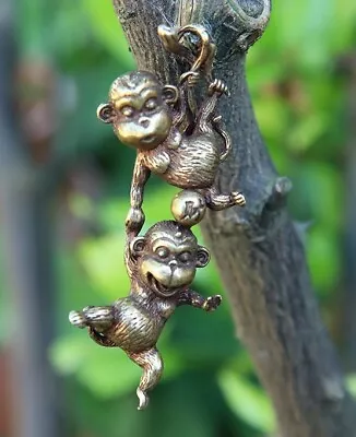 Brass Climbing Monkey Animal Statue Small Sculpture Tabletop Figurine Decor Gift • $10.39