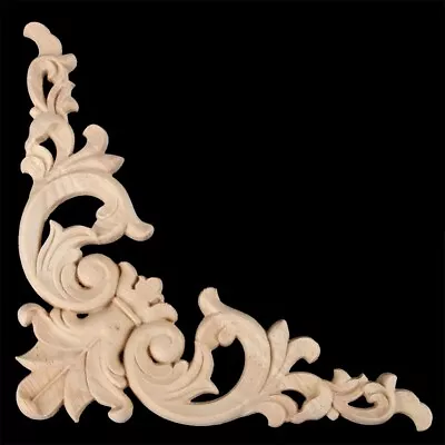 European Style Wood Carved Floral Corner Walls Onlay Doors Applique Unpainted • $5.36