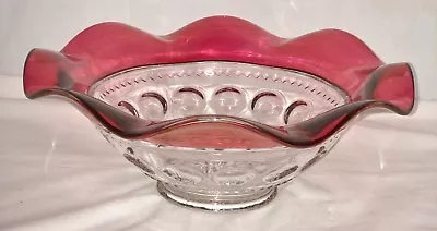 Indiana KINGS CROWN* RUBY FLASHED* 11 1/2  CRIMPED BOWL*  • $100