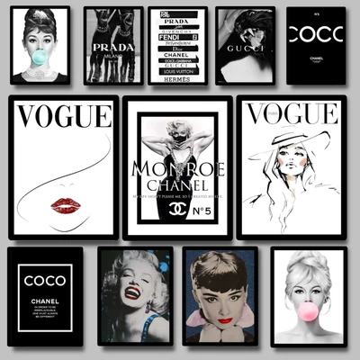 £7.99 • Buy Designer Fashion Quotes Vogue Marilyn Monroe Poster Print Wall Art Canvas