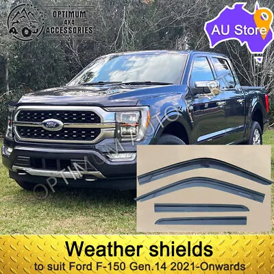 Black Tinted Weather Shields Windows Visor To Suit Ford Gen14 F150 2021-Onwards • $85