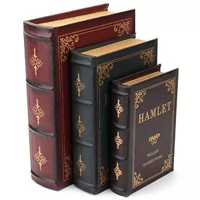  3 Pack Decorative Book Boxes Wooden Antique Book Decorations Vintage Book    • $36.52