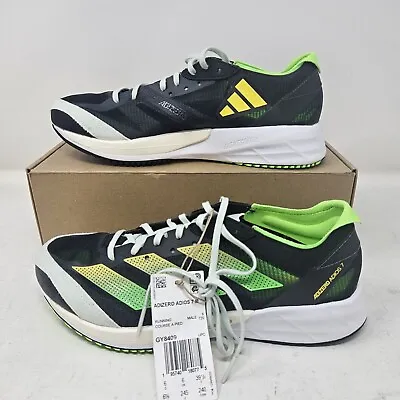 Mens Adidas Adizero Adios 7 Running Shoe / Black Solar Green / GY8409 / Size 6.5 • $49.99