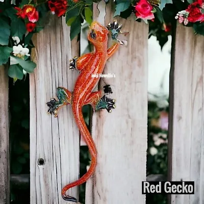 Red Speckled Gecko Lizard Sculpture Garden Ornament Wall Art Home Decor Gift • £12.90