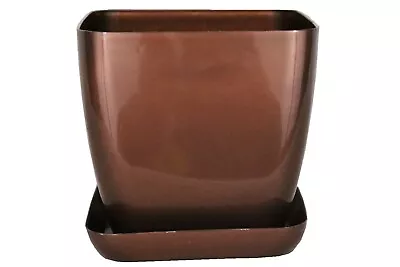 £3.39 • Buy Modern Plastic Plant Pots Flower 16 Colours Decor Square Gloss Orchid Saucer