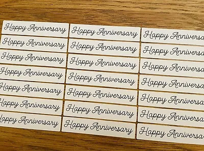 15x White Happy Anniversary Card Toppers Sentiments Banners Card Making • £2.59