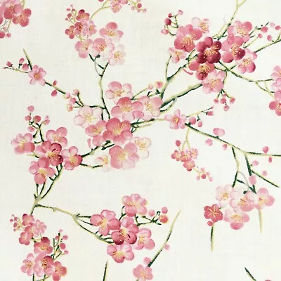 £10.25 • Buy Cherry Blossom Fabric, Japanese Sakura Chinese Oriental Pink Gold Cotton