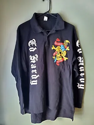 Ed Hardy Men's Long Sleeve Black Polo Shirt 'Death Or Glory' Sz XL Skull Pirate • $32.98