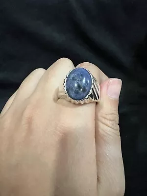 950 Sterling Silver Mens Womens Blue Lapis Stone Vintage Ring Sz 13 MEXICO  • $100