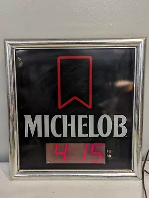 Vintage Michelob Digital Clock Lighted Beer Sign Works Bar Mancave Read • $49.98