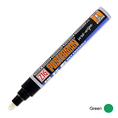 Zig Posterman Wet Wipe Marker - Medium - Green (Pack Of 12) • £33.12