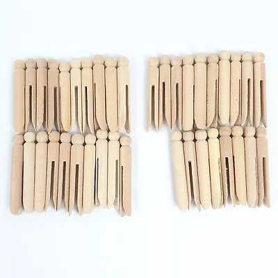 Vintage 2001 Wood Round ClothesPins 38 Pack Clothe Dry Line Hangers Pins  • $11.13