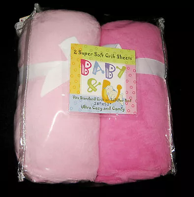  FULL CRIB SIZE- Baby & U Super Soft -  Light Pink & Med Pink 2  FITTED SHEETS • $24