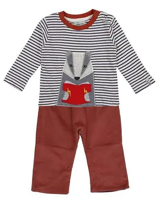 Lilly And Sid Baby Top And Trouser Set Badger Appliqué And Cord Lined Trousers • £19.99