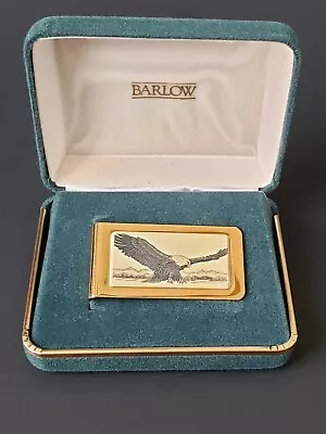 Vintage Gold Tone Scrimshaw Style Eagle Money Clip By Stephen Barlow Made In USA • $19.99