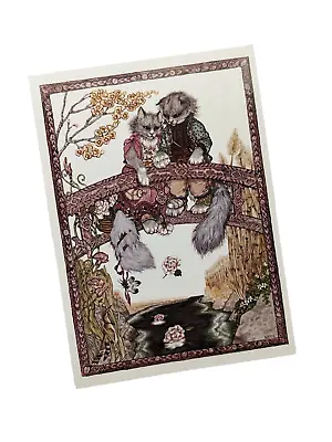 VTG Jan Brett Illustration Cat Couple Greeting Card Romantic Anniversary 5  X 7  • $7.85