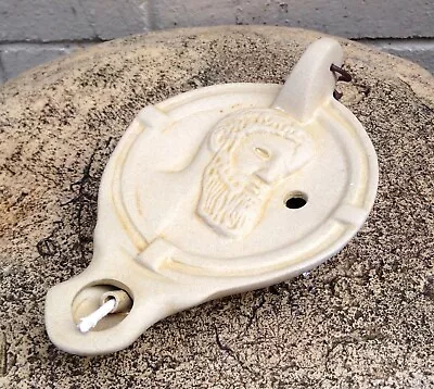 Large Replica Ancient Greek Olive Oil Lamp Stoneware LARP Zeus • £24.49